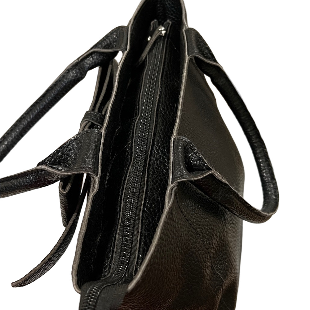 Main Street Collection Black Bow Tote Bag - Vegan Leather EUC - Picture 6 of 10